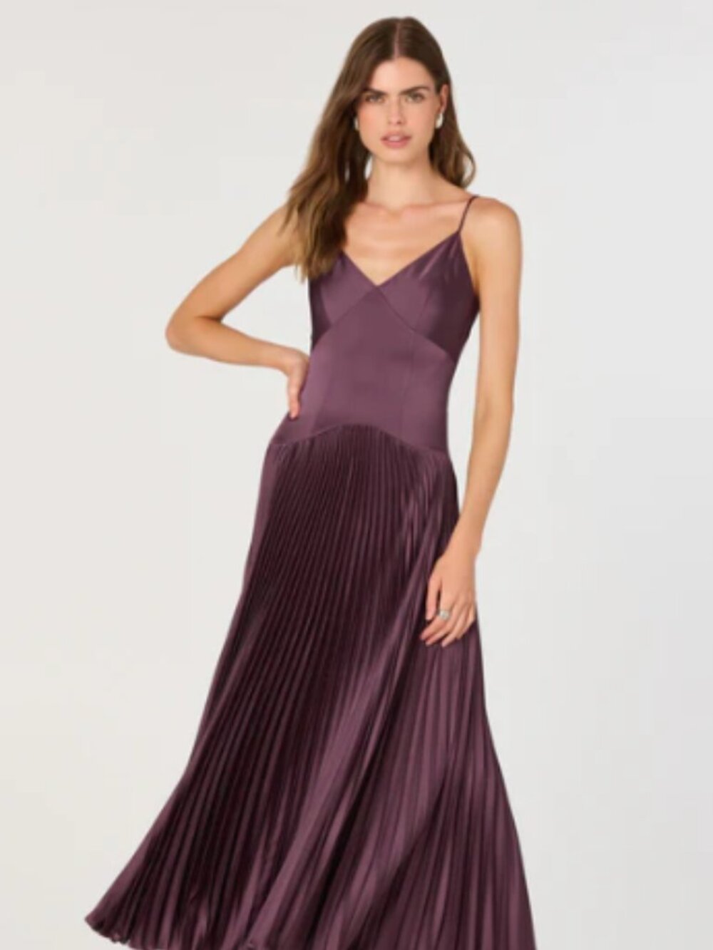 NEW with TAGS! Pleated Drop Waist Maxi Dress Eggplant